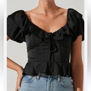 Astr Black Ruffled Blouse